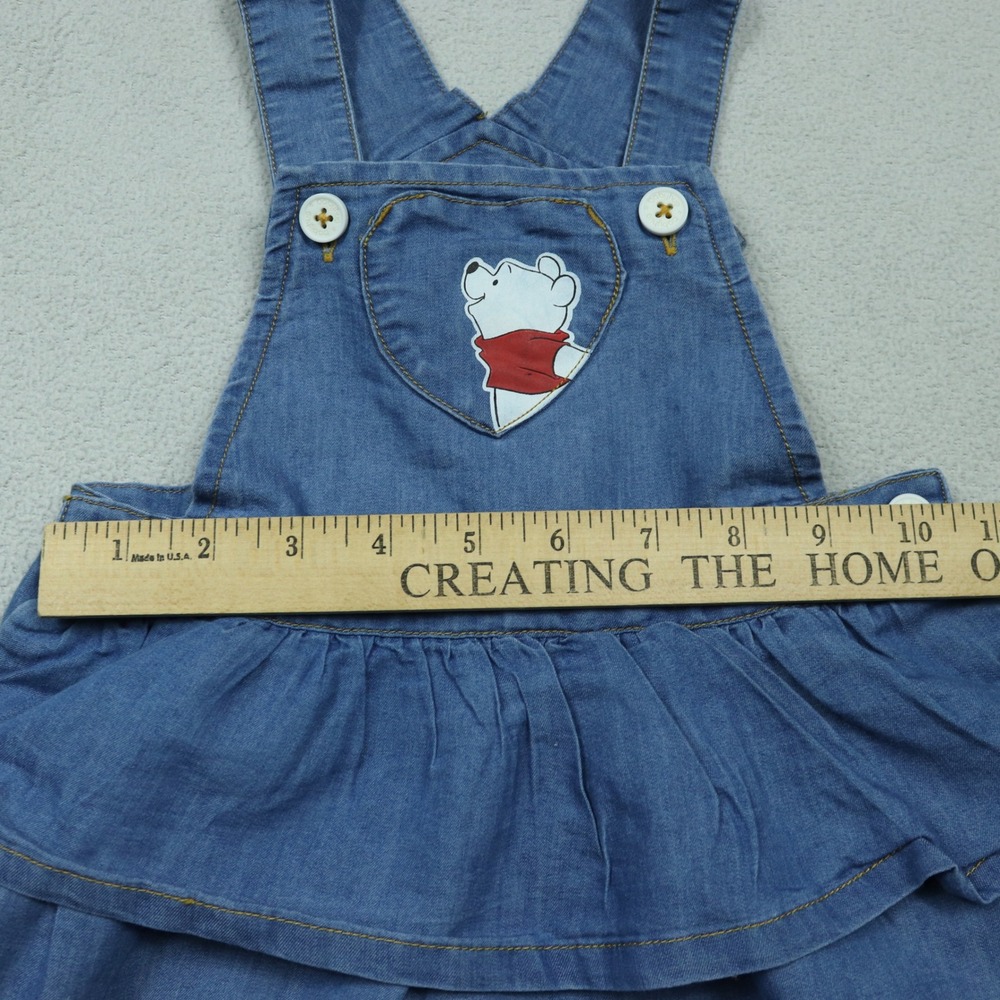 Babyhug Blue Disney Winnie the Pooh Pinafore Dress Baby Denim Ruffle 9-12M - Picture 7 of 8